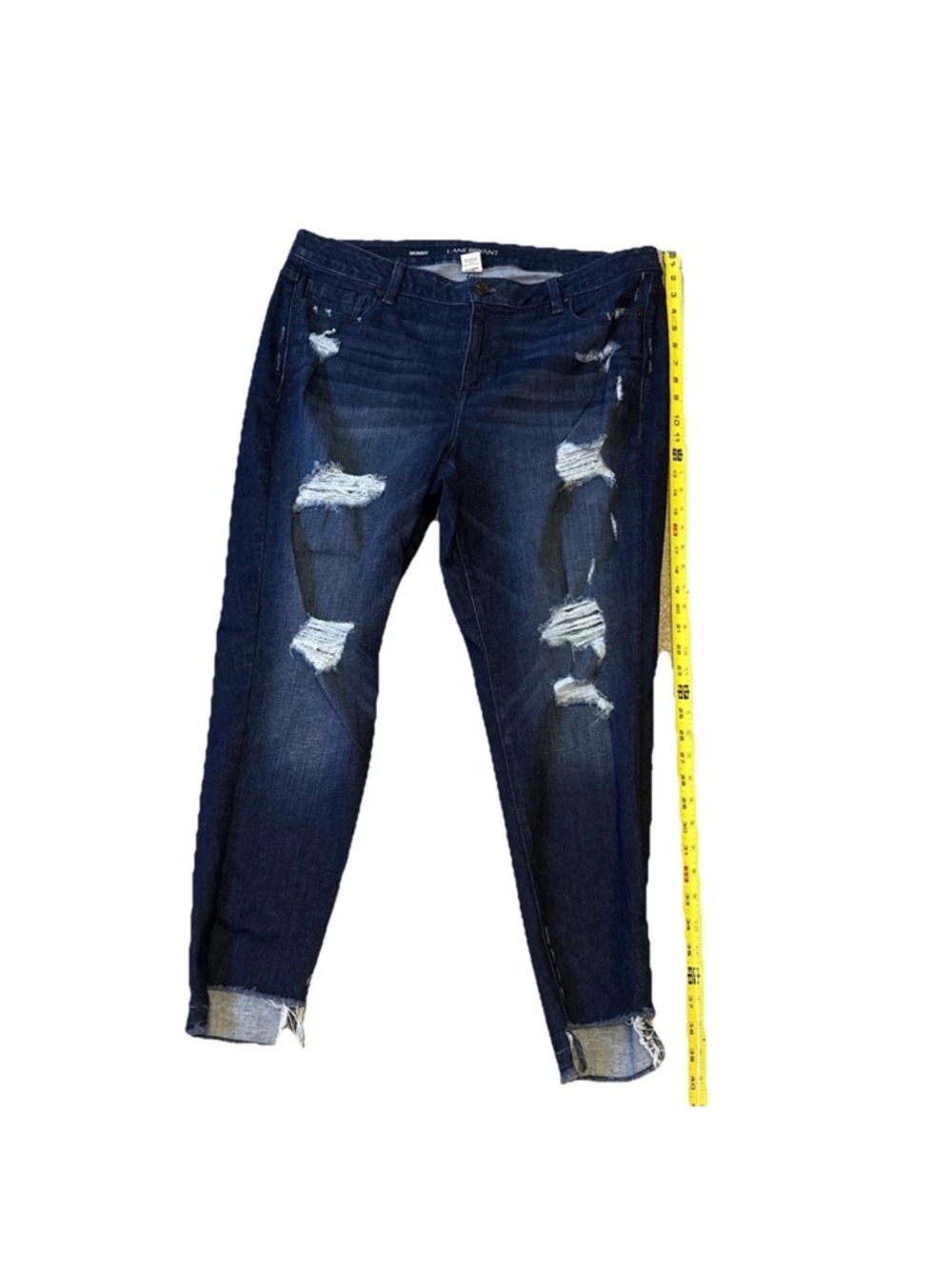 Lane Bryant Women's Blue denim Distressed Ripped Skinny Jeans Stretch size 18 R - Picture 6 of 12